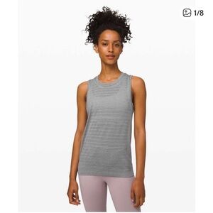 Lululemon By Muscle Tank Top Tee Perforated Grey Size 8